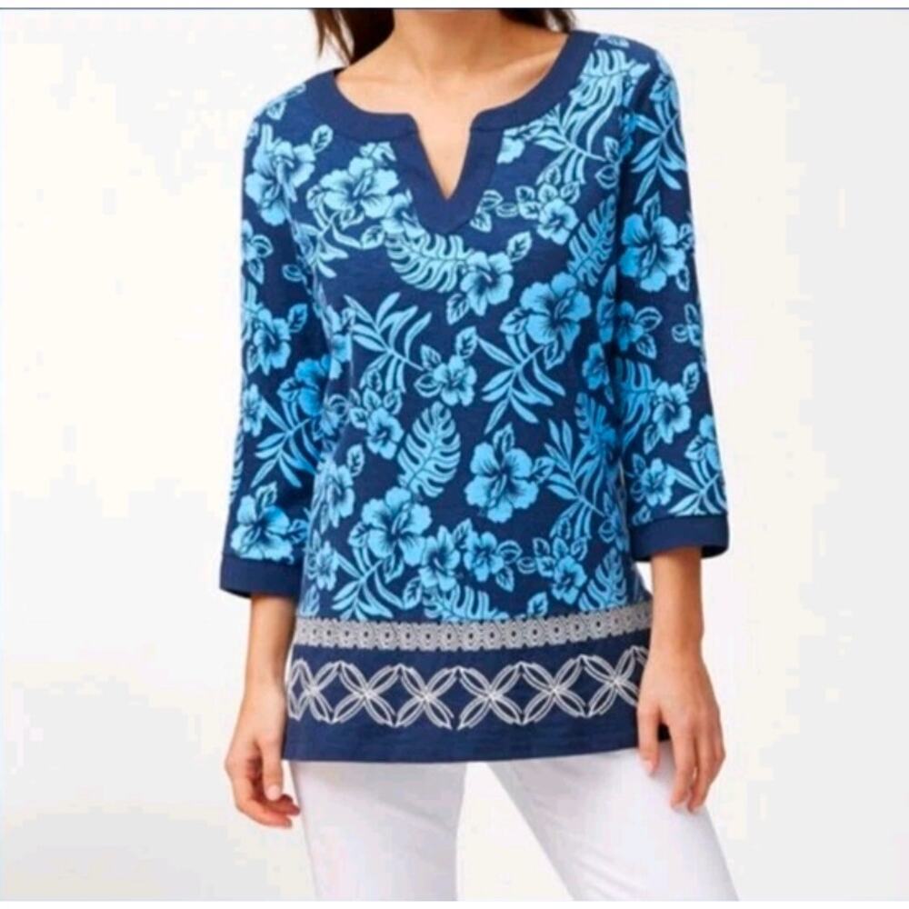 NWT Tommy Bahama Hoani Hibiscus Embroidered Tunic. Size S. Retails $118